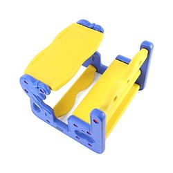 Babyhug Double Seater Dolphin Study Desk For Nursery with Under Seat Storage Easy Assembly - Blue & Yellow