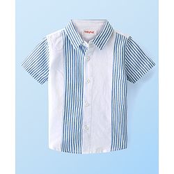 Babyhug Cotton Woven  Half Sleeves  Striped Shirt - Blue & White