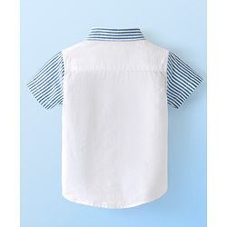 Babyhug Cotton Woven  Half Sleeves  Striped Shirt - Blue & White