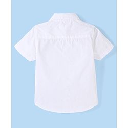 Babyhug Cotton Half Sleeve Striped Shirt with Text Embroidery - White & Blue