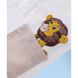 Babyhug Cotton Woven Half Sleeves Lion Printed Kurta Shirt - White