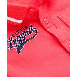 Babyhug Cotton Woven Half Sleeve Regular Rib Collar Solid Shirt with Text Embroidery - Red