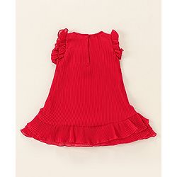 Babyhug Georgette Sleeveless Solid Color Frock - Red