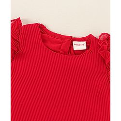 Babyhug Georgette Sleeveless Solid Color Frock - Red