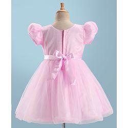 Babyhug Half Sleeves  Fit & Flare Party Frock with Bow Applique - Pink