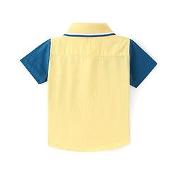 Babyhug Cotton Woven Half Sleeves Shirt Text Print - Yellow & Blue