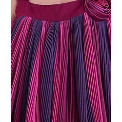 Babyhug Woven Sleeveless Textured Party Dress with Floral Applique -Purple