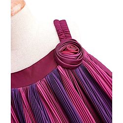 Babyhug Woven Sleeveless Textured Party Dress with Floral Applique -Purple