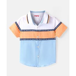 Babyhug Cotton Woven Half Sleeve Regular Rib Collar Solid Shirt- Multicolour