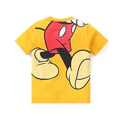 Babyhug Disney Cotton Knit Half Sleeves T-Shirt with Mickey Mouse Graphics Print - Mustard Yellow