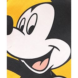 Babyhug Disney Cotton Knit Half Sleeves T-Shirt with Mickey Mouse Graphics Print - Mustard Yellow