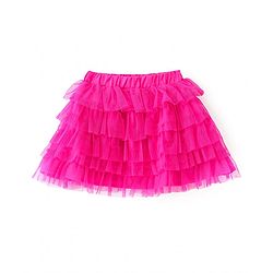 Babyhug Woven Full Sleeves Top & Layered Skirt Set with Butterfly Applique - Fuschia