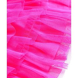 Babyhug Woven Full Sleeves Top & Layered Skirt Set with Butterfly Applique - Fuschia