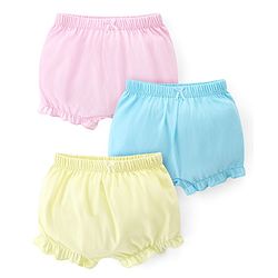 Babyhug 100% Cotton Knit Solid Bloomers Pack of 3 - Multicolour
