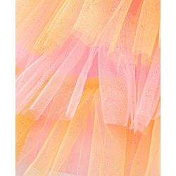 Babyhug Woven Sleeveless Fit and Flare Frilled Party Dress with Sequin & Glitter Detailing- Yellow & Pink