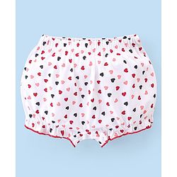Babyhug 100% Cotton Knit Heart Printed Bloomers Pack of 3 - Multicolour