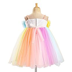 Babyhug Party Wear Sleeveless Dress With Floral Corsage -Multicolour