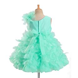 Babyhug Woven Sleeveless Party Wear Fit and Flare Sequinned Ruffled Dress - Mint Green