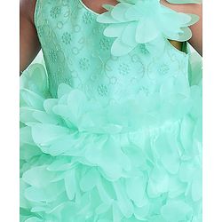 Babyhug Woven Sleeveless Party Wear Fit and Flare Sequinned Ruffled Dress - Mint Green