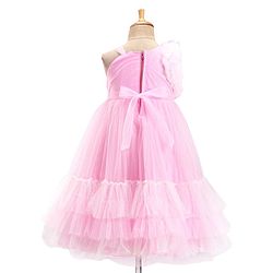 Babyhug Woven Sleeveless Fit and Flare Ruffled Party Dress with Sequin & Glitter Detailing-   -Light Pink