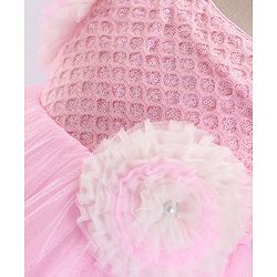 Babyhug Woven Sleeveless Fit and Flare Ruffled Party Dress with Sequin & Glitter Detailing-   -Light Pink