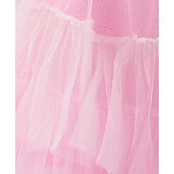 Babyhug Woven Sleeveless Fit and Flare Ruffled Party Dress with Sequin & Glitter Detailing-   -Light Pink