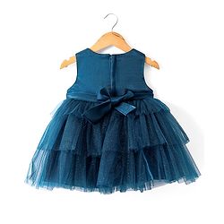 Babyhug Sleeveless Party Wear Fit and Flare Frock with Bow - Green