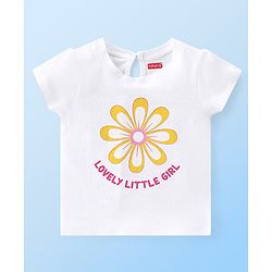Babyhug Single Jersey Knit Half Sleeves Capri Night Suit Floral Print - White & Pink