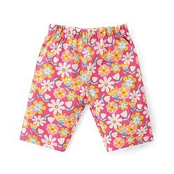 Babyhug Single Jersey Knit Half Sleeves Capri Night Suit Floral Print - White & Pink