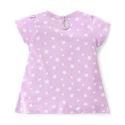 Babyhug Cotton Knit Half Sleeves Nighty With Turtle Print -Lavender