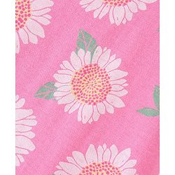 Babyhug Cotton Knit Single Jersey Frill Sleeves Nighty With Flower Print - Pink