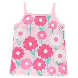 Babyhug 100% Cotton Knit Sleeveless Antibacterial Slips With Floral Print Pack of 3 - Multicolor