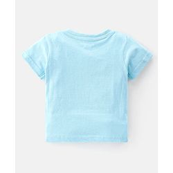 Babyhug Single Jersey Knit Half Sleeves Shorts Night Suit  Striped Bunny & Tiger Print - Blue