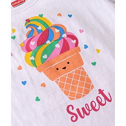 Babyhug Single Jersey Cotton Knit Ice Cream Printed Night Suit - White & Orange