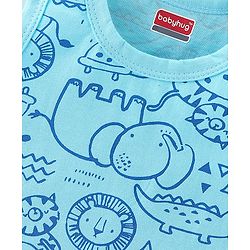 Babyhug 100% Cotton Knit Sleeveless Sandos With Wild Animal Print Pack of 3 - Multicolor