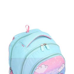 Babyhug Unicorn Print School Backpack|2 Main Compartments, 2 Front Pockets, 2 side Bottle Pockets|Water Resistant|Long lasting and Durable Zippers | Comfortable back cushioning | For School, Travel and Outdoors|Blue- 15inches