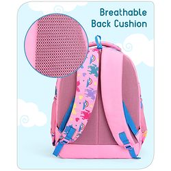 Babyhug Unicorn Print Spacious Backpack With Unicorn Key-Chain|2 Main Compartments, 2 Front Pockets, 2 side Bottle Pockets|Water Resistant|Long lasting and Durable Zippers | Comfortable back cushioning | For School, Travel and Outdoors- 15inches ( St