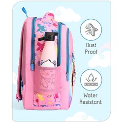 Babyhug Unicorn Print Spacious Backpack With Unicorn Key-Chain|2 Main Compartments, 2 Front Pockets, 2 side Bottle Pockets|Water Resistant|Long lasting and Durable Zippers | Comfortable back cushioning | For School, Travel and Outdoors- 15inches ( St