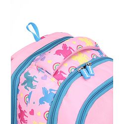 Babyhug Unicorn Print Spacious Backpack With Unicorn Key-Chain|2 Main Compartments, 2 Front Pockets, 2 side Bottle Pockets|Water Resistant|Long lasting and Durable Zippers | Comfortable back cushioning | For School, Travel and Outdoors- 15inches ( St