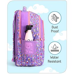 Babyhug Unicorn Print School Backpack|2 Main Compartments, 2 Front Pockets, 2 side Bottle Pockets|Water Resistant|Long lasting and Durable Zippers | Comfortable back cushioning | For School, Travel and Outdoors|Blue- 15inches
