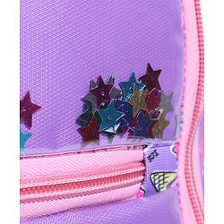 Babyhug Unicorn Print School Backpack|2 Main Compartments, 2 Front Pockets, 2 side Bottle Pockets|Water Resistant|Long lasting and Durable Zippers | Comfortable back cushioning | For School, Travel and Outdoors|Blue- 15inches