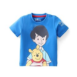 Babyhug Disney Cotton Knit Half Sleeves T-Shirt with Winnie The Pooh  Graphics - Blue