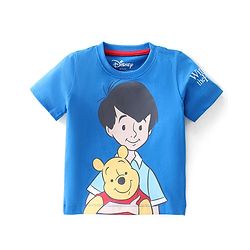 Babyhug Disney Cotton Knit Half Sleeves T-Shirt with Winnie The Pooh  Graphics - Blue