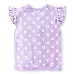 Babyhug 100% Cotton Knit Anti Bacterial Frill Sleeves Vests With Floral Print Pack of 3 - Pink & Purple