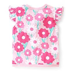Babyhug 100% Cotton Knit Anti Bacterial Frill Sleeves Vests With Floral Print Pack of 3 - Pink & Purple
