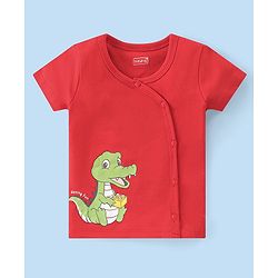 Babyhug 100% Cotton Kint Half Sleeves Antibacterial Front Open Striped Vests Pack of 3 - Multicolor