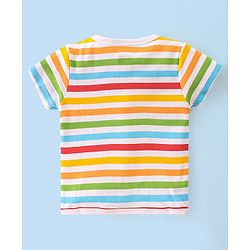 Babyhug 100% Cotton Kint Half Sleeves Antibacterial Front Open Striped Vests Pack of 3 - Multicolor