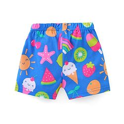 Babyhug Cotton Half Sleeves Night Suit Heart & Fruits Print - Blue