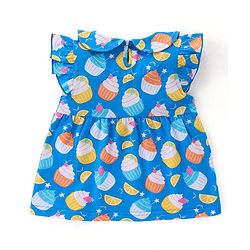 Babyhug Cotton Knit Terry Half Sleeves Night Suit With Ice Cream Print - Blue