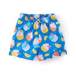 Babyhug Cotton Knit Terry Half Sleeves Night Suit With Ice Cream Print - Blue